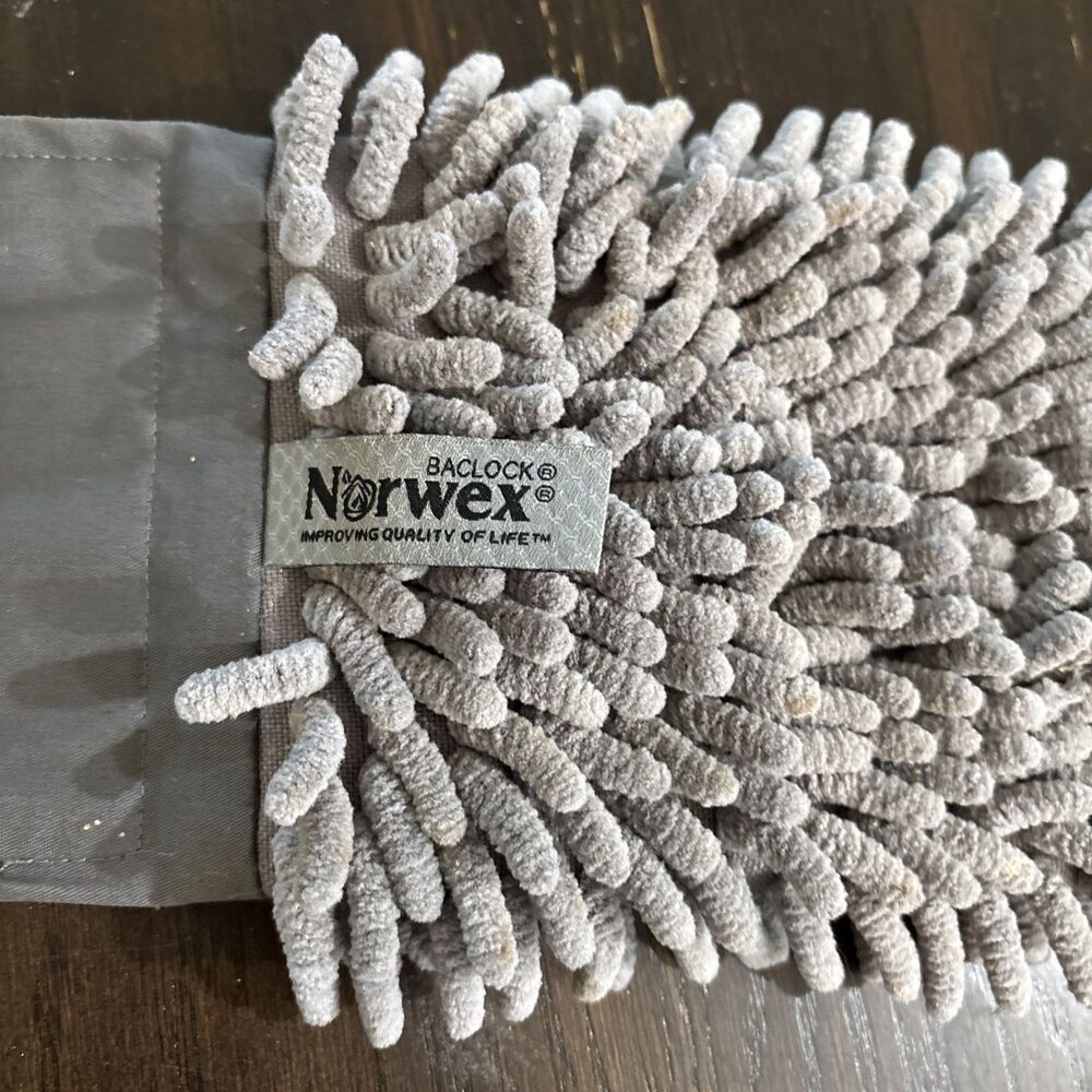 NORWEX Chenille Bath Hand Towel Baclock Graphite Gray Chemical Free Microfiber